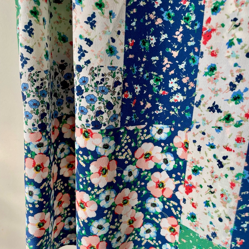 Zara Basic Floral Patchwork Off Shoulder Dress Bl… - image 3